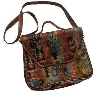 Vintage Abstract Aztec Tapestry Multicolor Patterned Women's Crossbody Clasp Bag